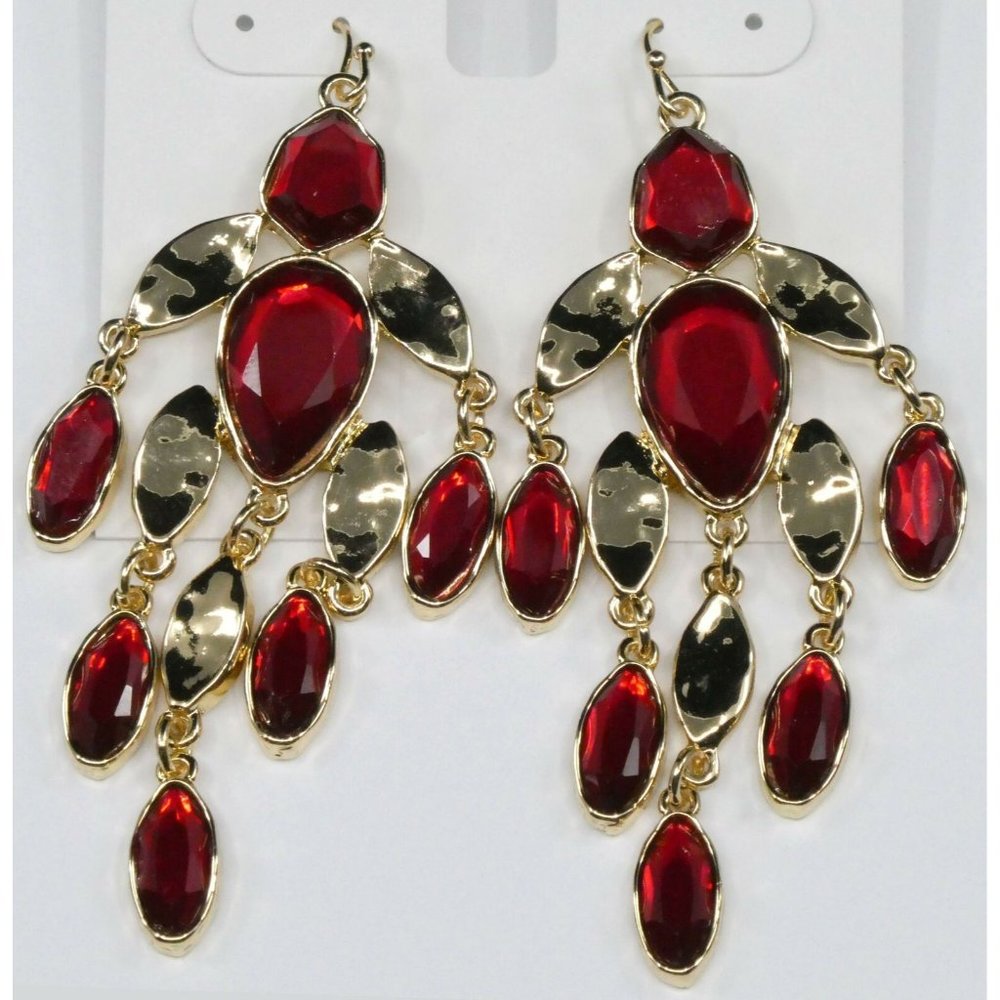 **Style & Co Red Stone Chandelier Earrings** - Picture 2 of 4